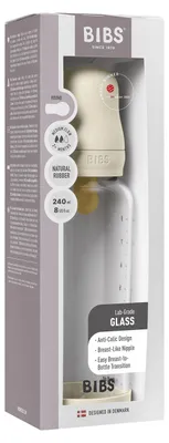 Productafbeelding van Bibs Glas Latex Medium Flow Babyfles 2+ Maanden Ivory (1 stuk)