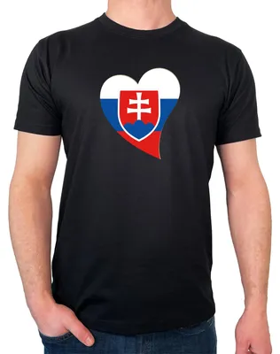 Produktbild von Huuraa Herren T-Shirt Slowakei Flagge Herz S Black Bio Baumwolle Fairtrade Herrenshirt Geschenkidee