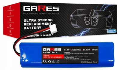 Obrázok produktu pre GARES Akumulátor Batéria pre Ecovacs Deebot Ozmo 900 905 920 930 937 | 14,4V 2,6Ah | Zosilnená séria High-Performance | Vysoký výkon | Gares
