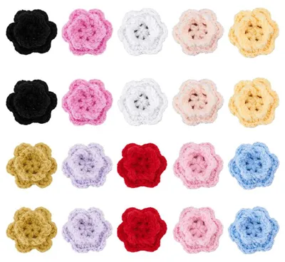 Gehäkelte Blumenapplikationen, 50 Stück, 4,5 cm, handgefertigt