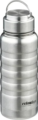 Image de Gourde Relaxdays en acier inoxydable, 400 ml, étanche, pour boissons chaudes et froides, bouteille isotherme sous vide, pour les activités de plein air, couleur argent