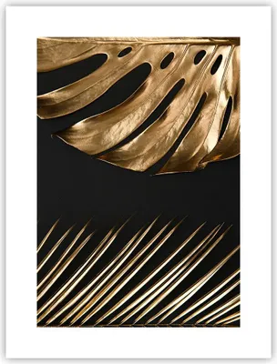 Produktbild von Poster - Poster ohne Rahmen - Golden Blatt Monstera - 30x40 cm - Wand Bild - Wanddeko - Wandbilder - Kunstposter - Wandposter - Bilder - Kunstdruck - Wanddekoration - Wandbild - P2XPA30x40-5028