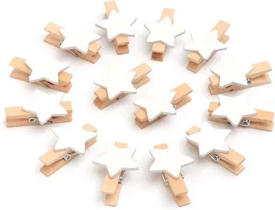 Produktbild von 100 Stück Holzsterne Waschklammern Holzklammern für Weihnachten kleine Handwerksklammern für Dekoration und Feierlichkeiten