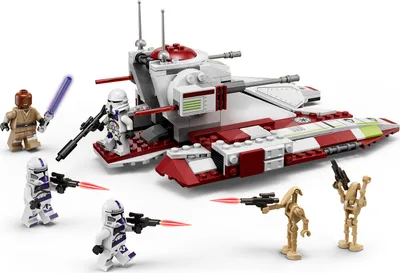 Produktbild von LEGO 75342 Star Wars Republic Fighter Tank Spielzeug-Panzer zum Bauen mit 4 Clone Trooper-Minifiguren und 2 Droiden, Clone Wars Set ab 7 Jahren