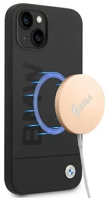 Obrázek produktu pro BMW BMHMP14MSLBLBK Apple iPhone 14 Plus / 15 Plus black hardcase Silicone Signature Logo Magsafe