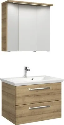 Produktbild von Pelipal Badmöbel-Set Kumba BxHxT 80 x 200 x 51 cm Frontfarbe eiche riviera mit Mineralguss-Waschtisch weiß 99.77022147