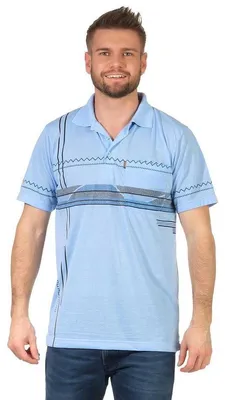Produktbild von Herren Poloshirt T-shirt Polo-Hemd Kurzarm mit Muster, Hellblau M