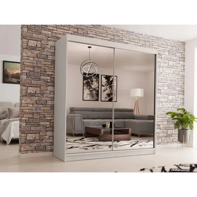 Image de BEAUTYSOFA armoire à portes coulissantes DEBRA II 240 cm - armoire à trois portes, armoire, armoire avec miroirs, tringle à vêtements et 4 tiroirs, couleur : cachemire