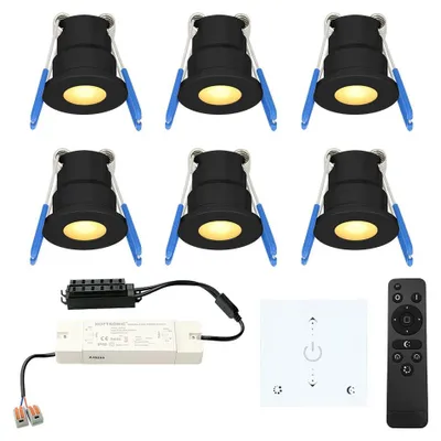 Produktbild von hoftronic Milano LED Mini Einbaustrahler 3W 12V 2700K IP65 Schwarz 6er Set