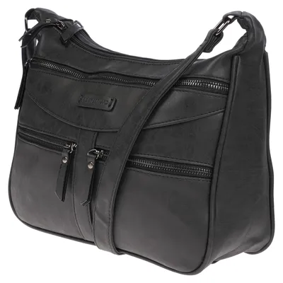 Produktbild von Christian Wippermann Damen Tasche Schultertasche Umhängetasche Crossover Bag Leder Optik Handtasche Schwarz