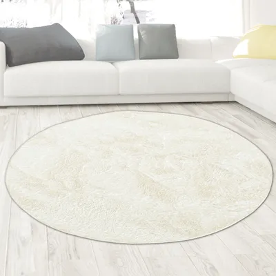 Produktbild von Kunstkaninchenfell Wohnzimmer Dekoteppich schön weich - creme Größe - 117 cm Rund