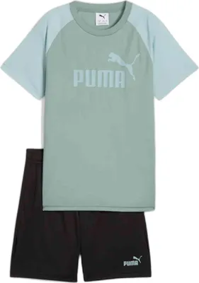 Produktbild von PUMA ESS No.1 Logo Poly Tee and Shorts S GREEN MOON 128