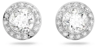 Produktbild von Swarovski Una Angelic Ohrstecker, Rundschliff, Weiß, Rhodiniert