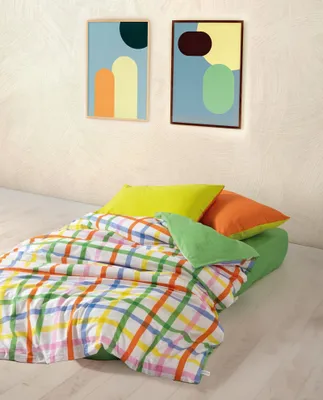 Produktbild von L'Essentiel Linge de Maison, Hype - Green, Grün, Ranforce Doppel-Bettbezug-Set (DE), 100 % BAUMWOLLE RANFORCE, 200 x 200 cm