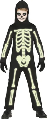 Immagine prodotto di Costume da scheletro fosforescente per bambini M-(7-9 anni) GUIRCA PARTIES