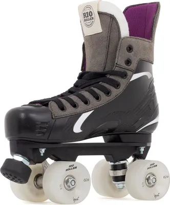 Produktbild von Rio Roller Flow Hockey Quad Skates Schwarz – Vegane Rollschuhe im Eishockey-Look für Urban- und Freizeit-Skating