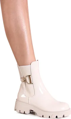 Produktbild von topschuhe24 3110 Damen Plateau Stiefeletten Lack Chelsea Boots , Farbe:Beige, Größe:37 EU