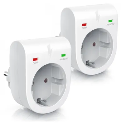 Produktbild von Arendo 2x Steckdose, Schuko Überspannungsschutzadapter, LED, Kindersicherung, 3500W