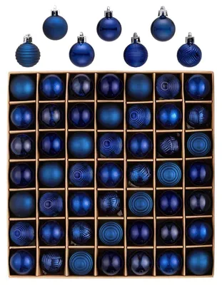Productafbeelding van Kerstballen, 49 stuks, 3 cm, schokbestendig, blauw, met ophangoog