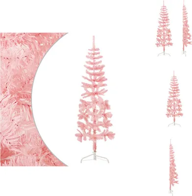 Zdjęcie produktu dla vidaXL Sztuczna pół choinka ze stojakiem Slim Pink 180 cm - Choinki świąteczne