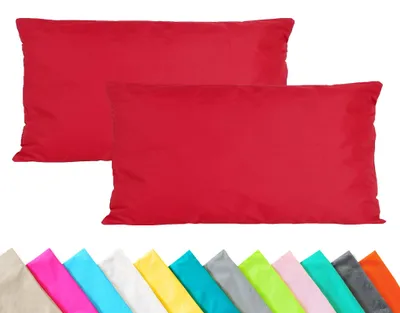 Produktbild von JACK 2er Set Outdoor Kissenhülle Kissenbezug 30x50cm Wasserfest Sitzkissen Lounge Kissen Garten Stuhl Lotus Effekt, Farbe:Rot