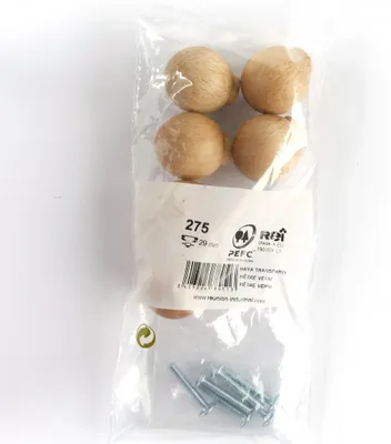 Produktbild von 6er Set Möbelknöpfe, Buchenholzkugel, H.32 x B.29 x T.29 mm
