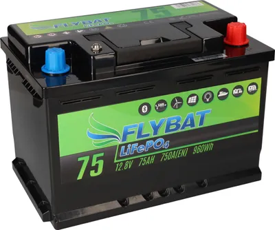 Produktbild von FLYBAT LiFePO4 Akku 12V (12,8V) 75Ah inkl. Bluetooth und CanBus