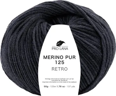 Produktbild von Pro Lana MERINO PUR 125 Retro 50 g 100 % extrafeine Wolle 125 m Farbe 197 - dunkelgrau