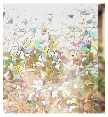 Produktbild von Selbsthaftende Fensterfolie Sichtschutz, Bunte 3D Regenbogenfolie 44,5x200cm, Statisch Haftend, Anti-UV Sonnenschutz für Büro und Wohnzimmer