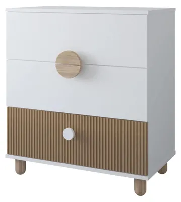 Produktbild von ZEE LOFT Kommode Weiß 79,7 x 48 x 90,2 cm 3 Schubladen Möbel Wohnzimmer Schlafzimmer mit MDF Fronten Vollauszug Schubladen Buchenholz Füße Modernes Design