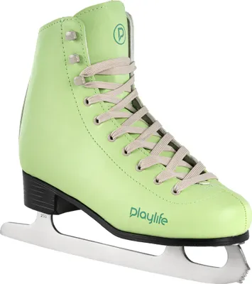 A single ice skate on a white background.
