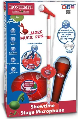 Produktbild von Bontempi Spielzeugmikrofon Showtime Stage mit Musikanschluss - weiß