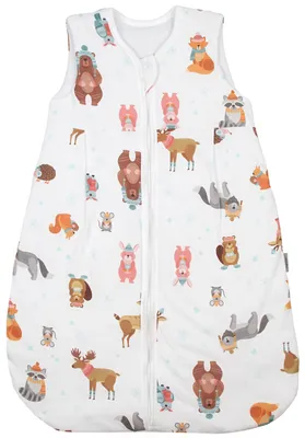 Produktbild von TupTam Ganzjahresschlafsack en Materialien 2.5 TOG Unisex Baby Schlafsack wattiert, Farbe: Waldtiere im Winter Braun Orange Türkis, Größe: 56-62