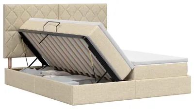 Productafbeelding van vidaXL Opbergbed met hoofdeinde, crème, 200 x 200 cm, stof