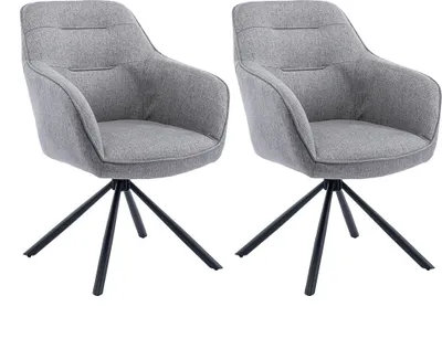 Image de CasaDolce Chaise de salle à manger NASTA, lot de 2, gris, 63x61x88 cm, rembourrée, pivotante à 180°, charge max. 120 kg