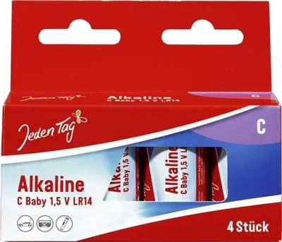 Produktbild von Jeden Tag - Alkaline Batterien - C Baby - 1,5V - LR14 - 4 Stück