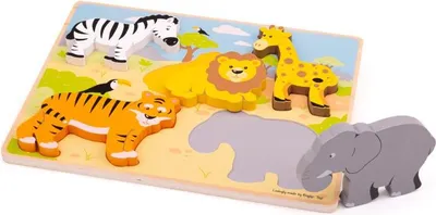 Produktbild von BigJigs Holzpuzzle Safari - Lernspielzeug 5 Teile