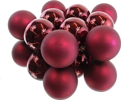 Produktbild von Christbaumkugeln 10er Set einfarbig weinrot 6 cm matt und glänzend