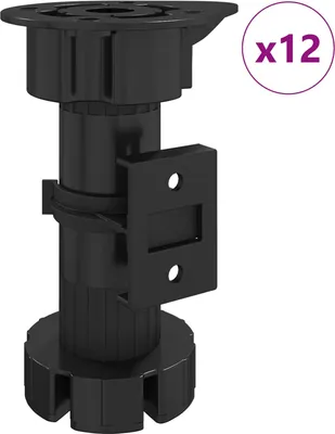Immagine prodotto di vidaXL Gambe per mobili regolabili 12 pezzi Nero 46 x 46 x 128 mm PP