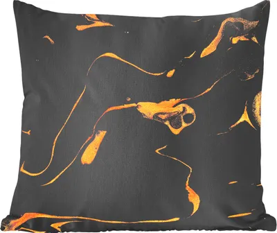 Produktbild von MuchoWow® Zierkissen Sofakissen Wohnzimmer Dekokissen 50x50 cm Muster - Gold - Schwarz - Komfort - Sofakissen