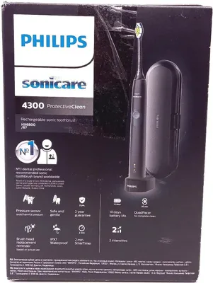 Produktbild von Philips Sonicare ProtectiveClean 4300 ProtectiveClean 4300 HX6800 Elektrische Schallzahnbürste, Erwachsener, Schallzahnbürste, Tägliche Pflege, 62000 Bewegungen pro Minute, Schwarz, Akku