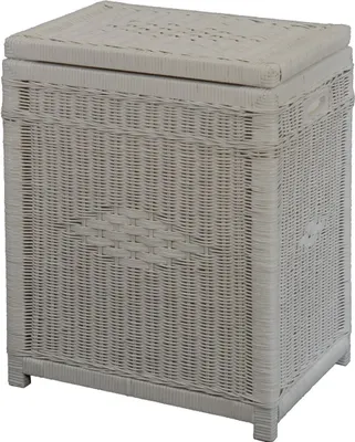 Produktbild von KRINES HOME Wäschetonne / Wäschekorb aus Rattan in der Farbe Weiss -  in DE