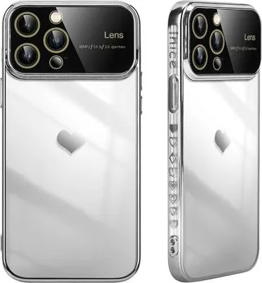 Produktbild von Apple Iphone 14 Pro Max Silikonhülle Silber Kamera Herz