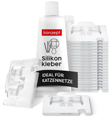 Produktbild von Set von 50 Klebehaken für Katzennetz - Extra Stark und Wetterbeständig