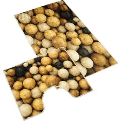 Produktbild von Badematten-Set 3D 60x100+60x50cm Holzkugeln
