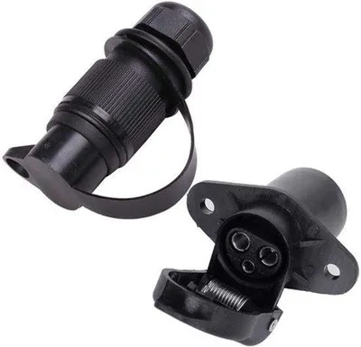 Productafbeelding van Aanhanger stopcontact 3-polige stekker 12 V sleepverbinding connector schroefuiteinde 3-weg mannelijk en vrouwelijk vrachtwagenonderdelen voor elektrische caravans en andere bedrijfsvoertuigen