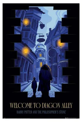Produktbild von Harry Potter - "Welcome to Diagon Alley" Maxi-Poster PM13900 (91,5 cm x 61 cm) (Schwarz/Violett/Bunt), KI-generiertes Bild