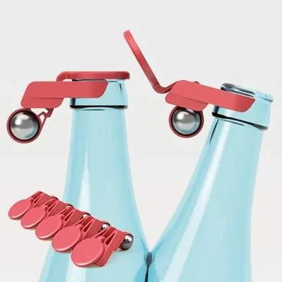 Automatischer Flaschendeckel, selbstöffnend, rot, 5 Stück