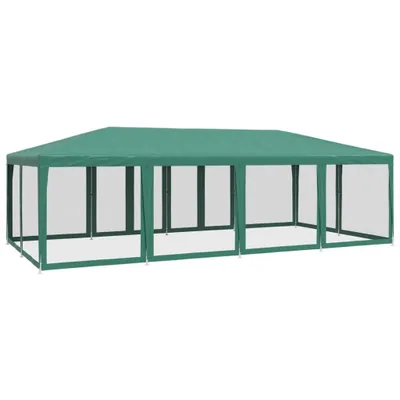 Obrázok produktu pre Párty stan s 12 sieťkovanými bočnými stenami zelený 8x4 m HDPE