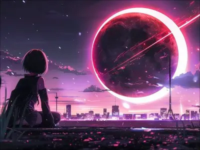 Produktbild von Leinwandbild Manga Skyline Idyll I 116x84 cm